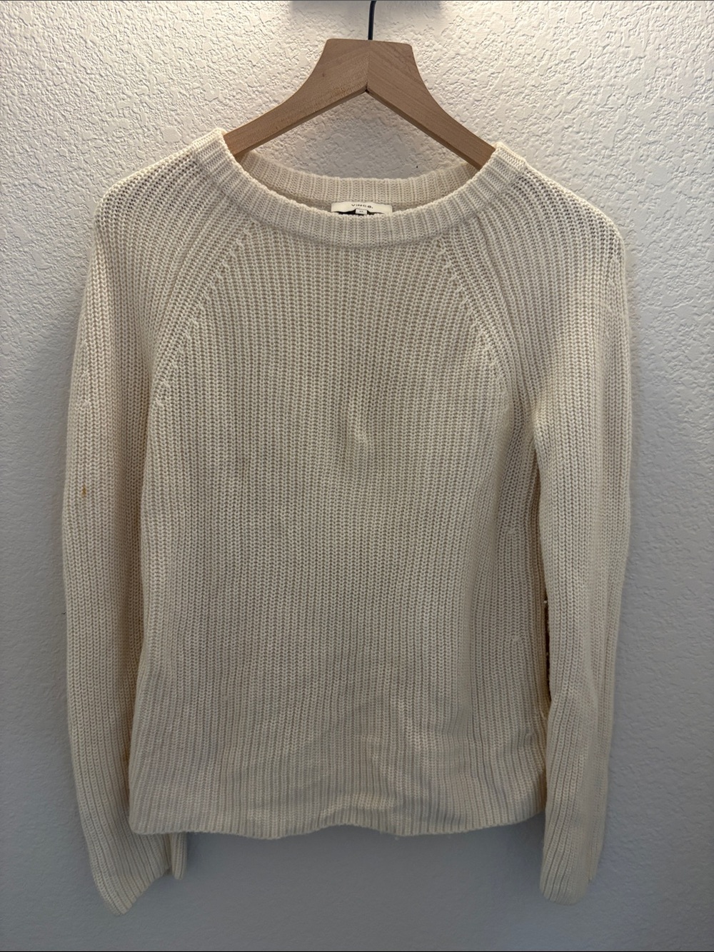 Vince Cream Ribbed Crew Neck Sweater